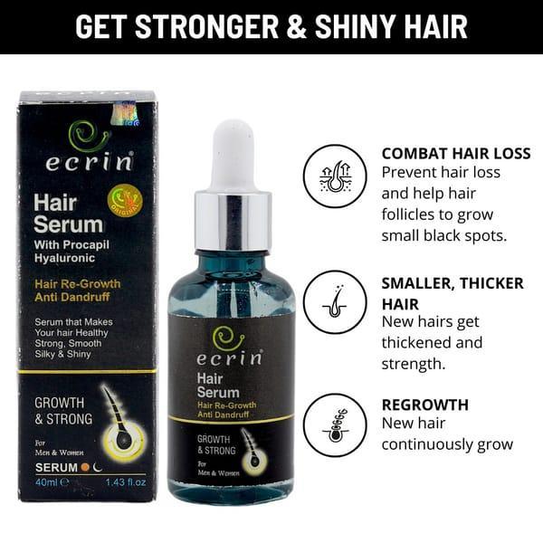 Hair Growth Serum, 40ml – Promotes Hair Regrowth, Strengthens Roots, Fights Dandruff, Adds Shine & Smoothness with Essential Oils