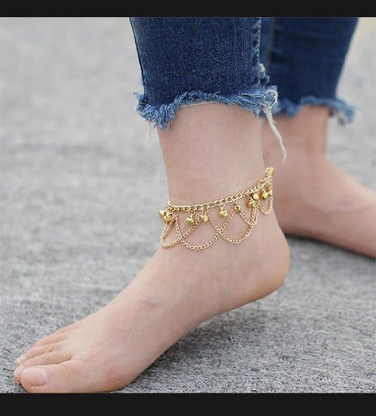 JS Junoon Stunning Gold Plated Pair of Bells Anklet – 2 Pcs Women’s Adjustable Jewelry - JSJunoon.com