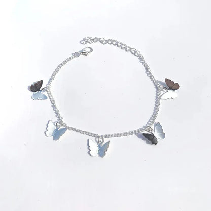 JS Junoon Silver Plated Butterfly Anklet Pair – 2 Pcs Women’s Adjustable Jewelry - JSJunoon.com