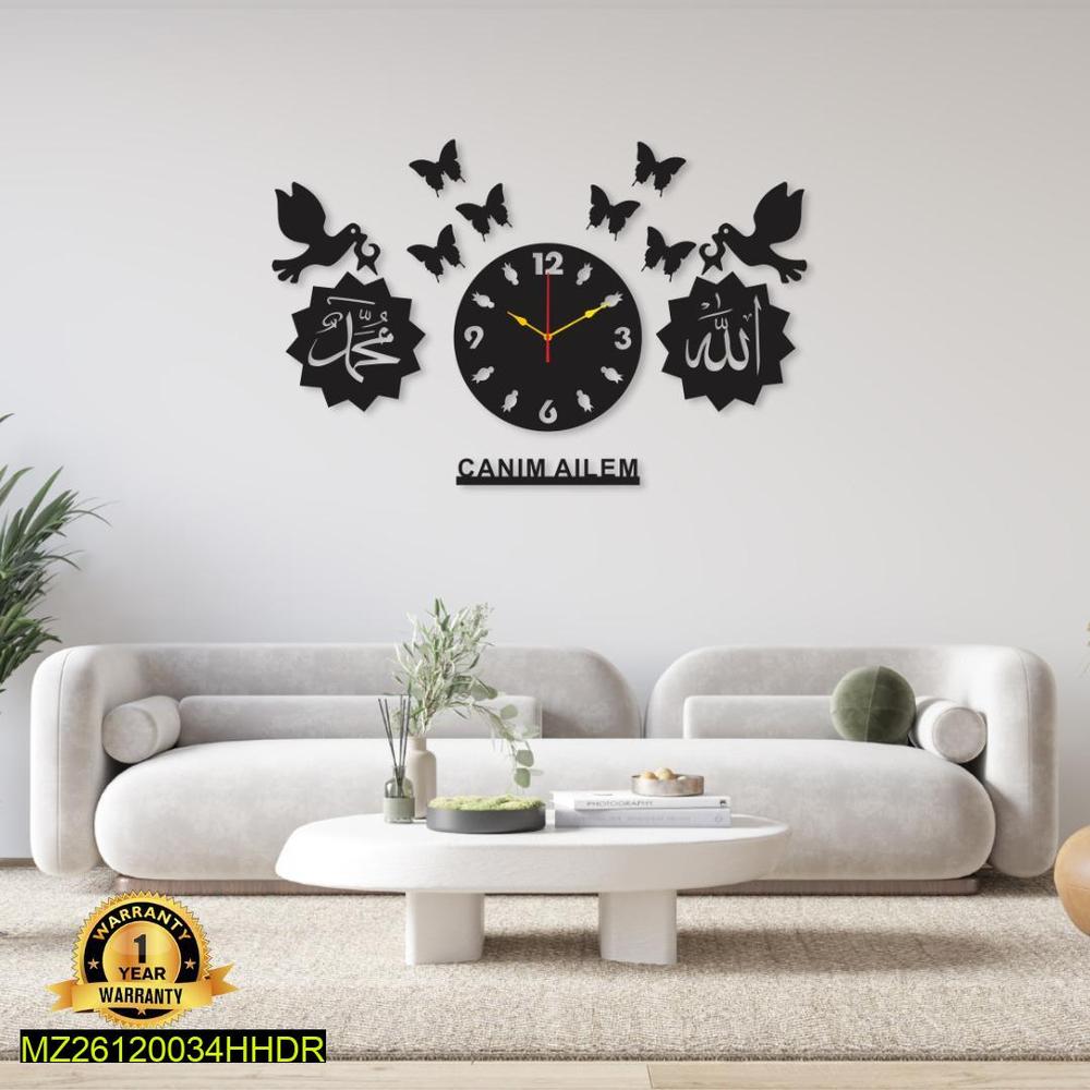 DIY Wall Clock Decoration – Modern MDF Wall Art, 18x14 Inches, Black