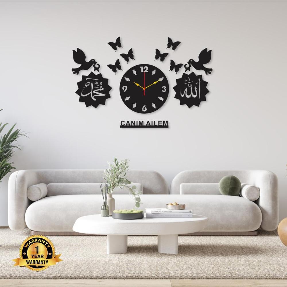DIY Wall Clock Decoration – Modern MDF Wall Art, 18x14 Inches, Black