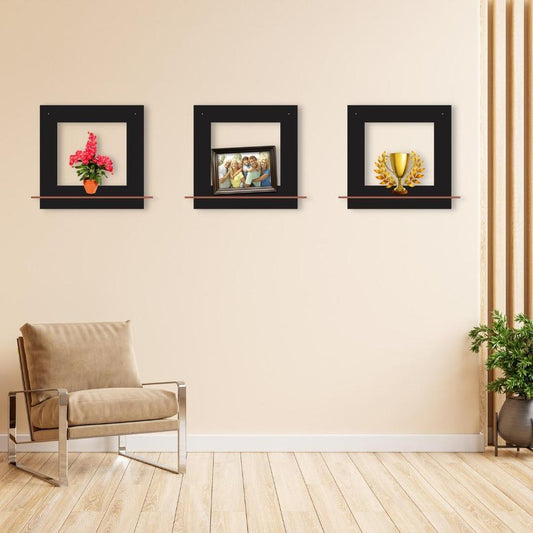 Square Wall Hanging Shelves – Pack of 3 MDF Decorative Shelves, 7 Inch Each