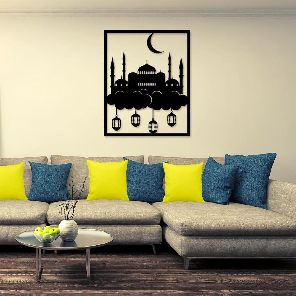 Mosque Wall Art Decor – Islamic Wall Hanging, Laminated Sheet, 14x24 Inches