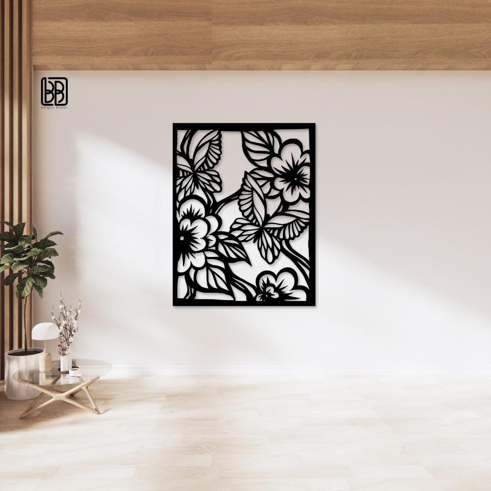 Flower Butterflies Frame – Laminated Sheet Wall Art Decor, 16x16 Inch, 3mm Thick