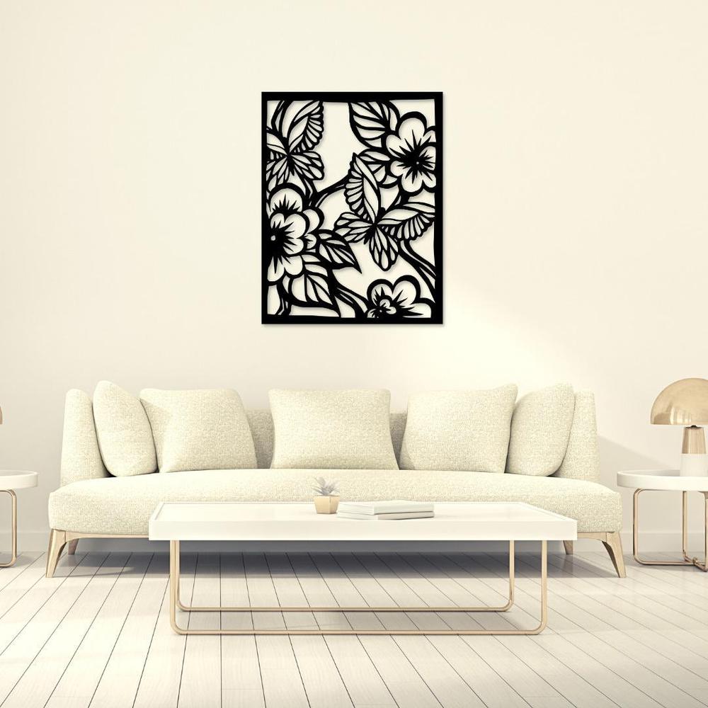 Flower Butterflies Frame – Laminated Sheet Wall Art Decor, 16x16 Inch, 3mm Thick