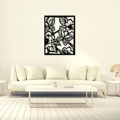 Flower Butterflies Frame – Laminated Sheet Wall Art Decor, 16x16 Inch, 3mm Thick - JSJunoon.com