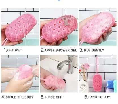 Long-lasting Odor Protection Silicone Bath Body Brush | Super Soft Exfoliating Shower Scrubber for Sensitive Skin - JSJunoon.com