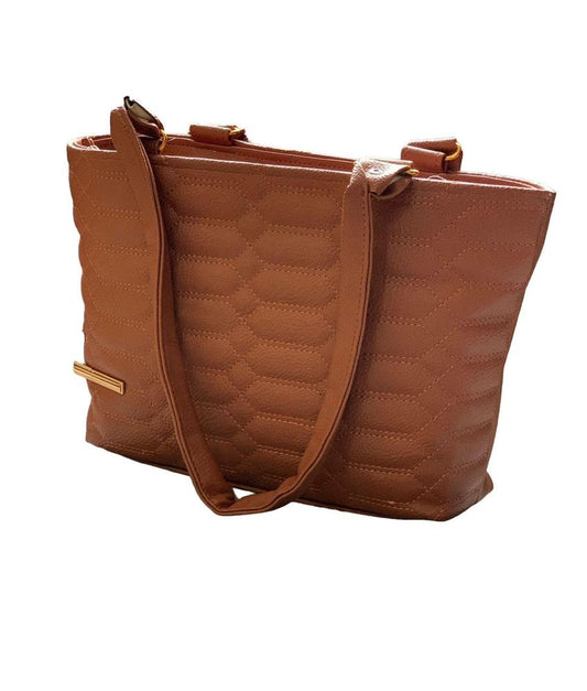 JS Junoon Women’s Rexine Textured Shoulder Bag – Brown, 12×8 Inches with Long Adjustable Strap