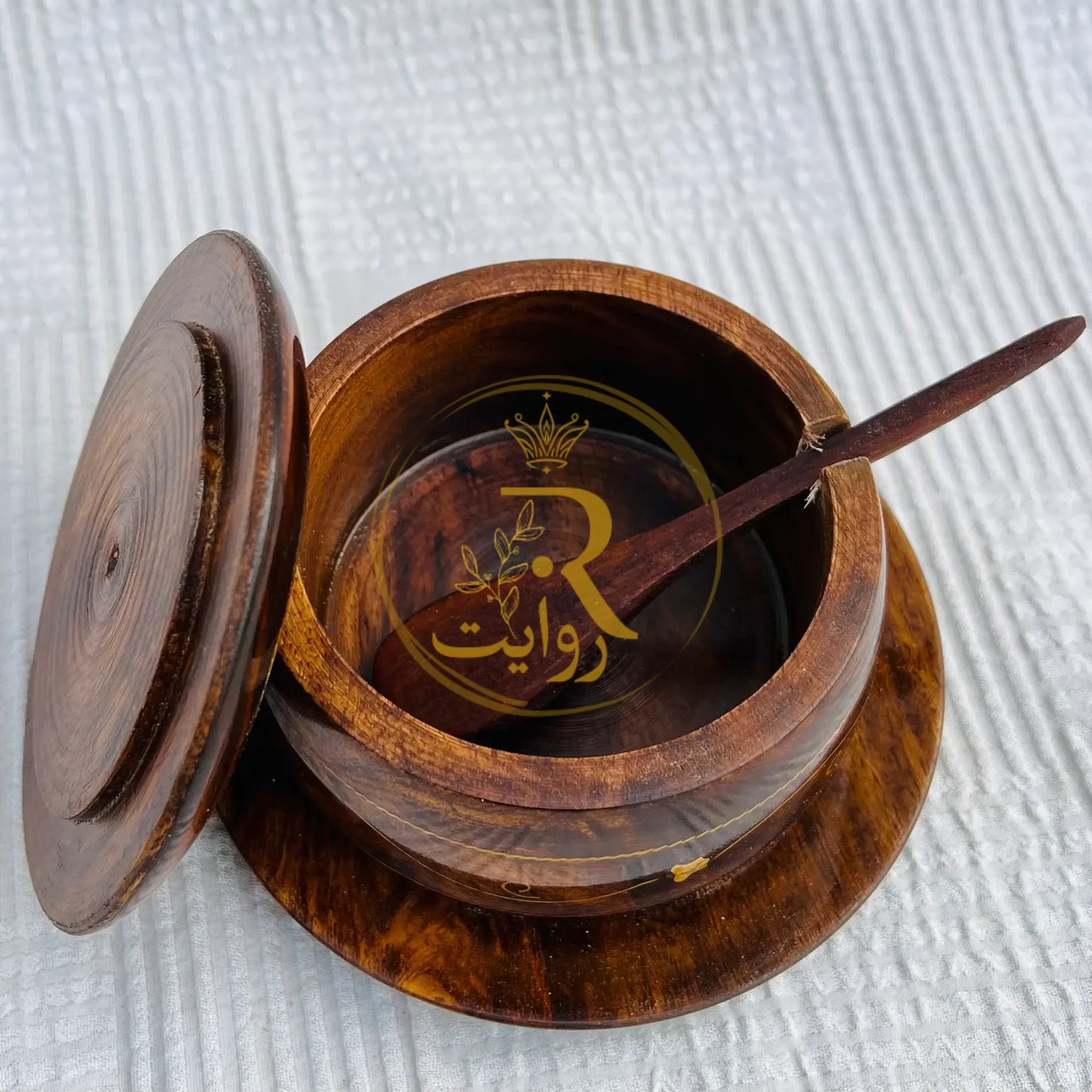 JS Junoon Antique Handcrafted Wooden Sugar Dan with Brass Work – Elegant Kitchen & Table Décor