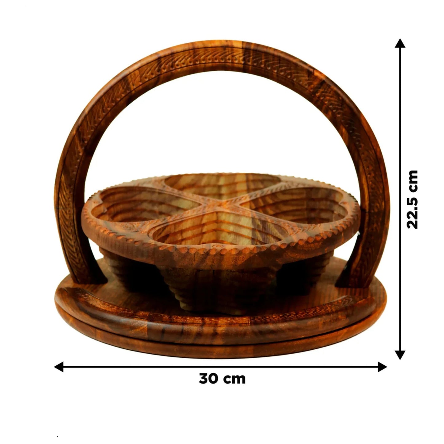 JS Junoon Handcrafted Foldable Wooden Dry Fruit Basket – Serving & Home Décor