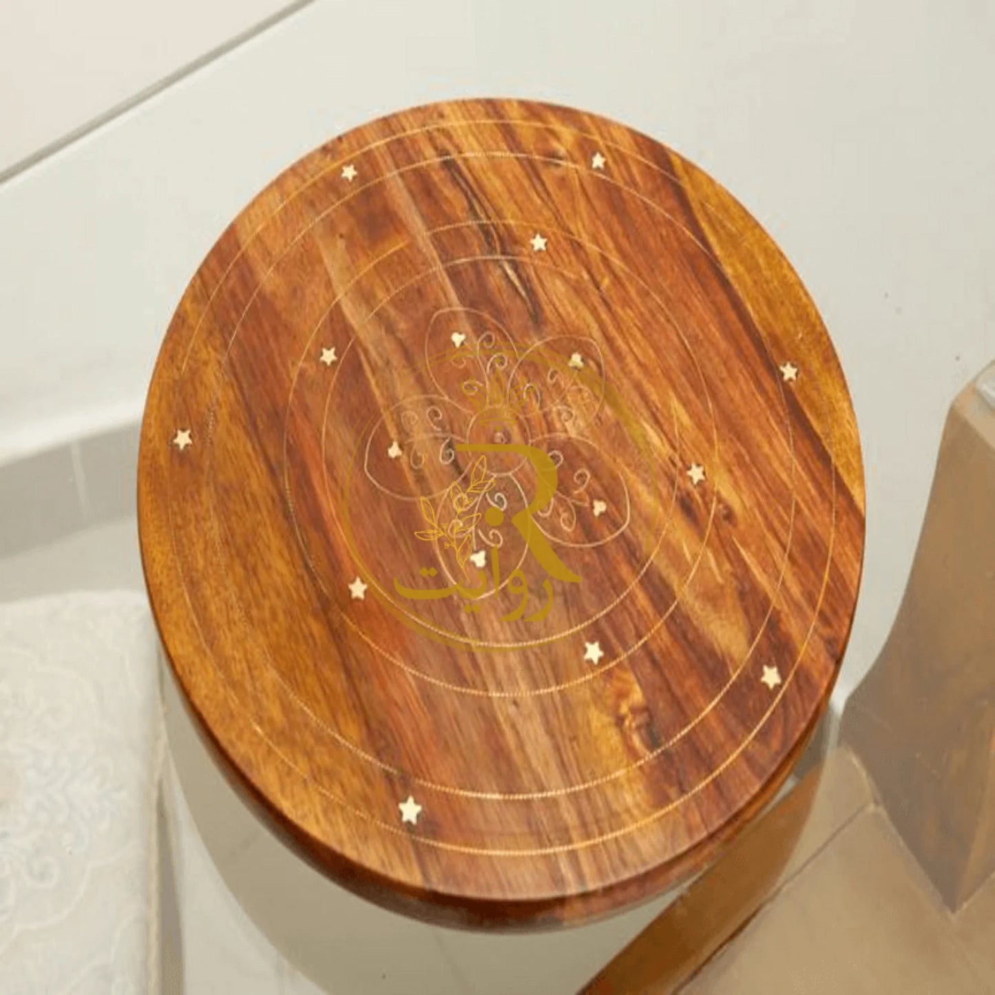 JS Junoon Handmade Bread Roller (Chakla Belan) with Brass Work – Wooden Roti Maker