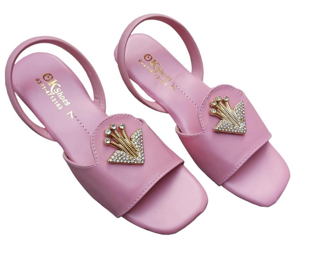 JS Junoon Women’s Flat PVC Sandals – Pink, Textured Comfortable Casual Footwear