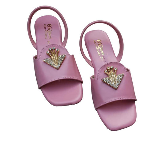 JS Junoon Women’s Flat PVC Sandals – Pink, Textured Comfortable Casual Footwear