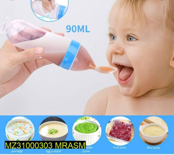 Baby Silicone Feeding Spoon – 90ml Plastic Body with Non-Slip Handle