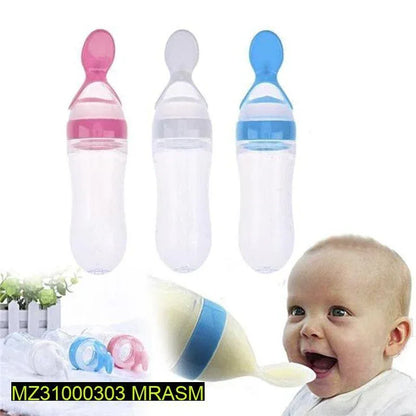 Baby Silicone Feeding Spoon – 90ml Plastic Body with Non-Slip Handle - JSJunoon.com