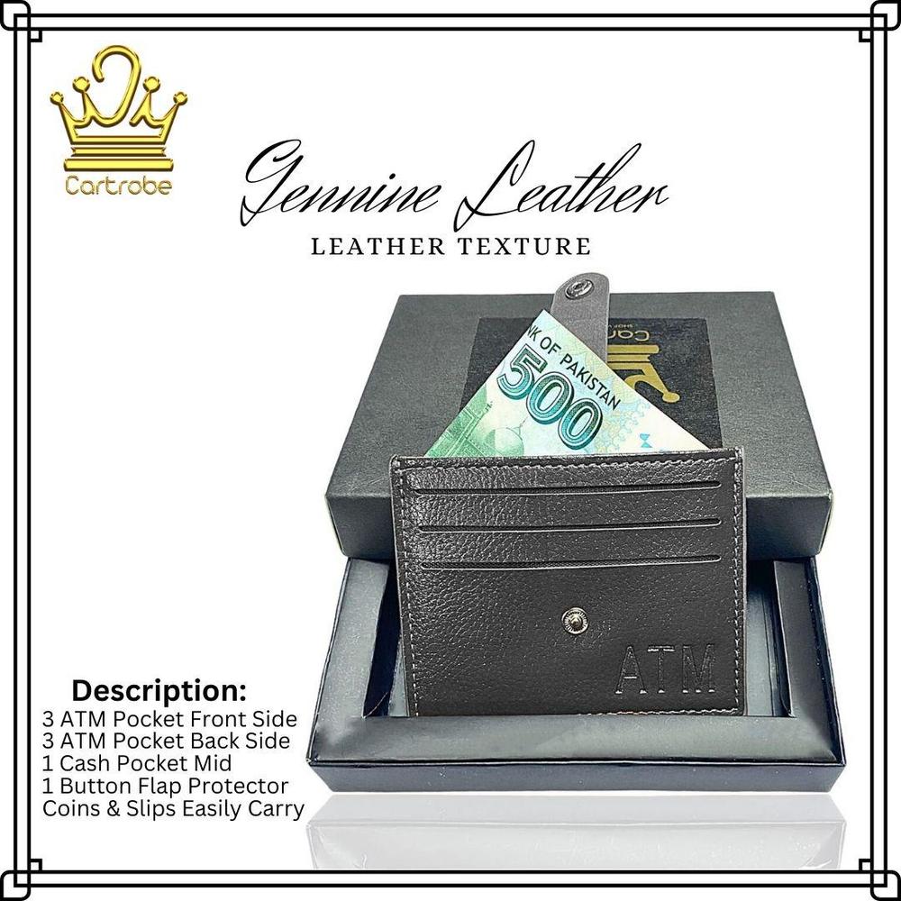 JS JUNOON Men's Smart Leather Wallet – 6 ATM Card Slots, Cash Pocket & Button Flap Protector, Stylish & Functional, 1 Pc