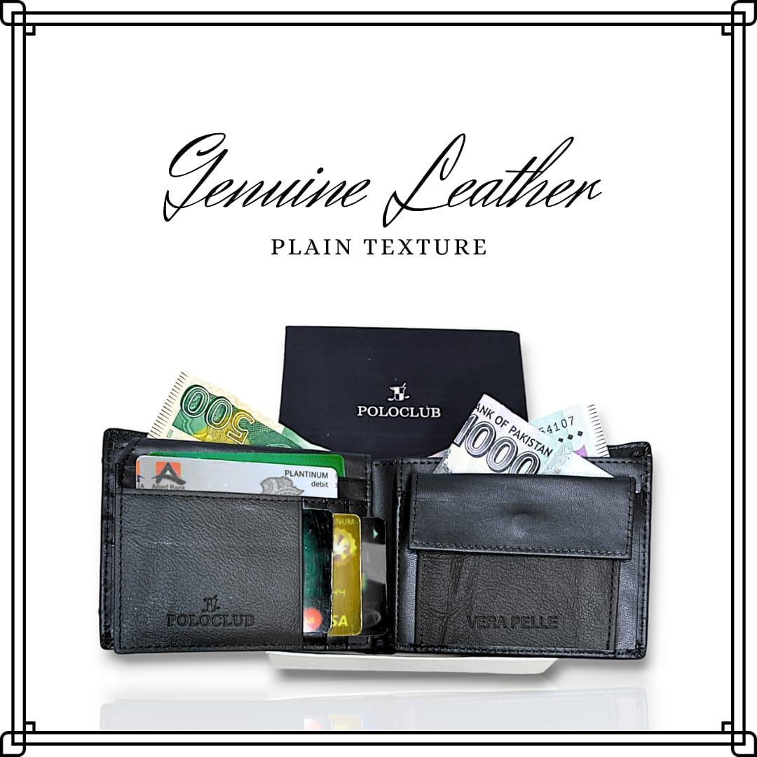 JS JUNOON Unisex Leather Bi-Fold Wallet – Slim Black Wallet with Card Pockets, Stylish & Functional, 1 Pc