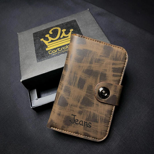 JS JUNOON Unisex PU Leather Tri-Fold Wallet – Textured Finish, 6 Card Holder Pockets & Zipper Coin Pocket, Stylish & Functional, 1 Pc