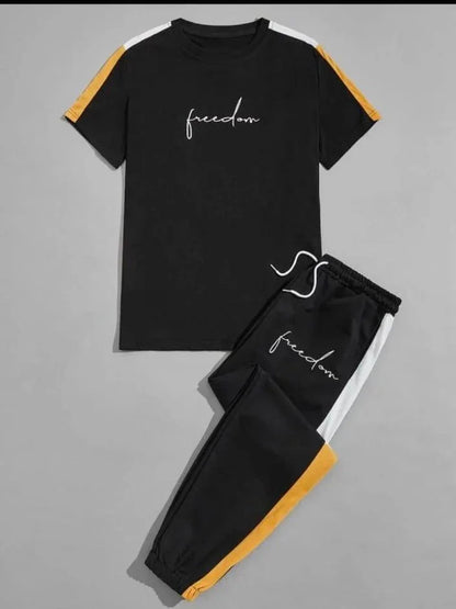 2 Pc Men’s Polyester Tracksuit – Plain Round Neck Shirt & Trouser Set - JSJunoon.com