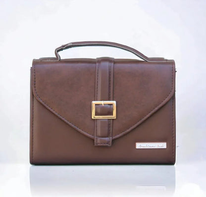 JS Junoon Women’s PU Leather Plain Hand Bag – Brown, Top Handle Stylish Handbag - JSJunoon.com