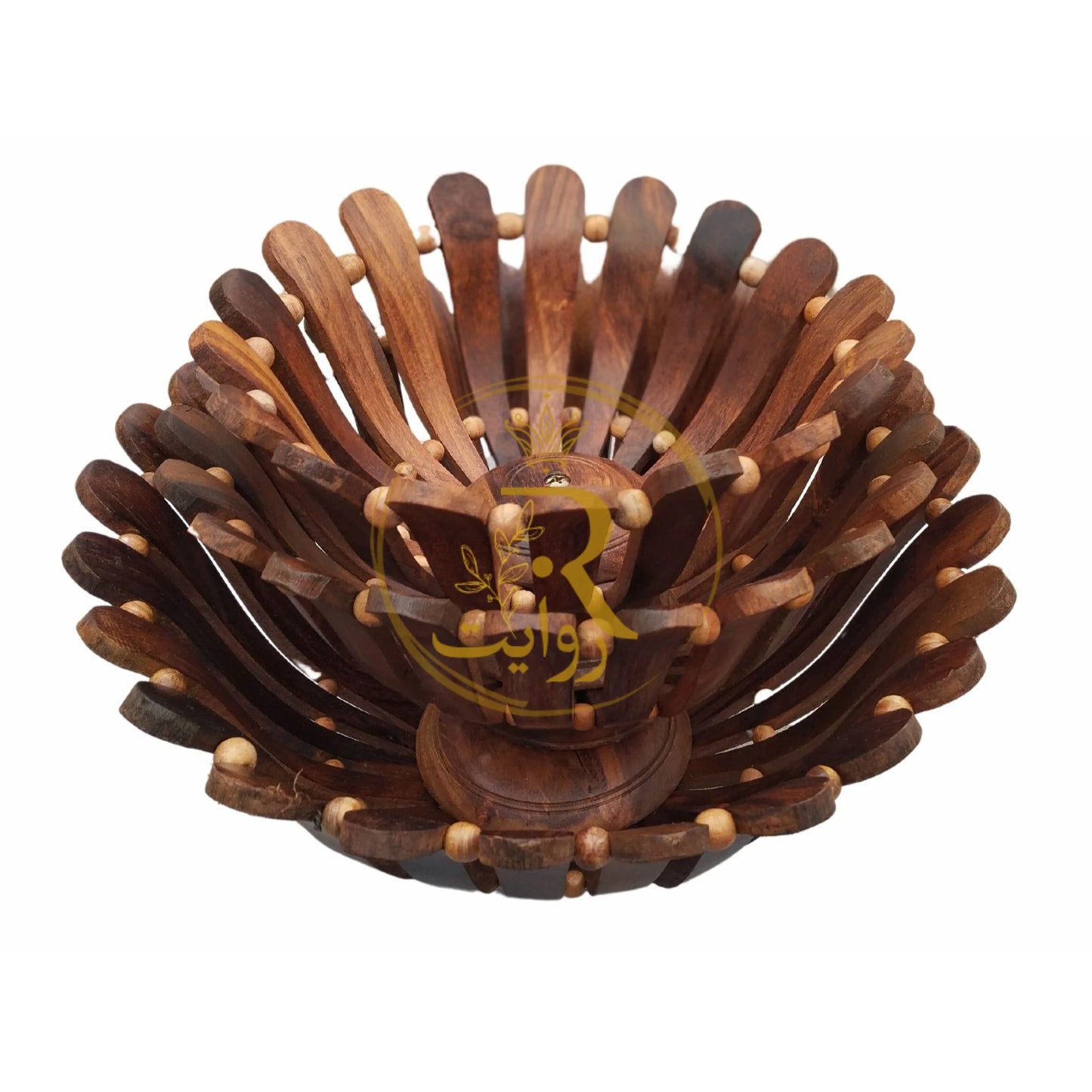 JS Junoon Handcrafted Wooden Fruit Basket Set – 3-Piece Dining & Kitchen Décor