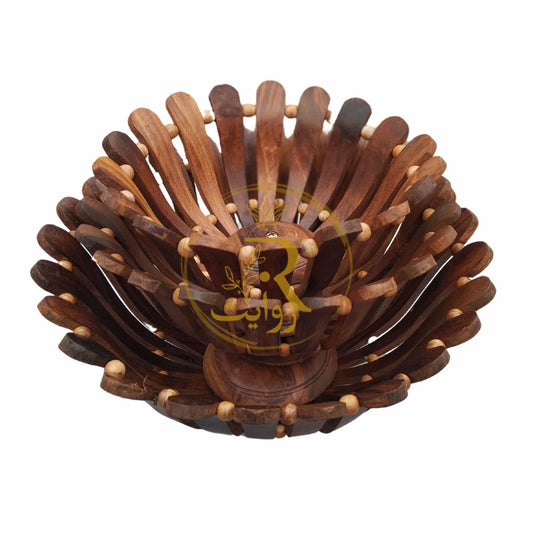 JS Junoon Handcrafted Wooden Fruit Basket Set – 3-Piece Dining & Kitchen Décor