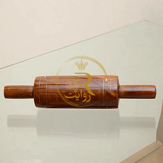 JS Junoon Handmade Bread Roller (Chakla Belan) with Brass Work – Wooden Roti Maker