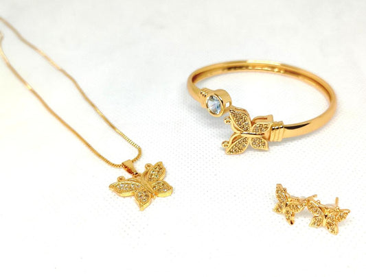 Elegant Alloy Pendant Set for Women – 4 Pcs Jewelry Set in Golden & Silver