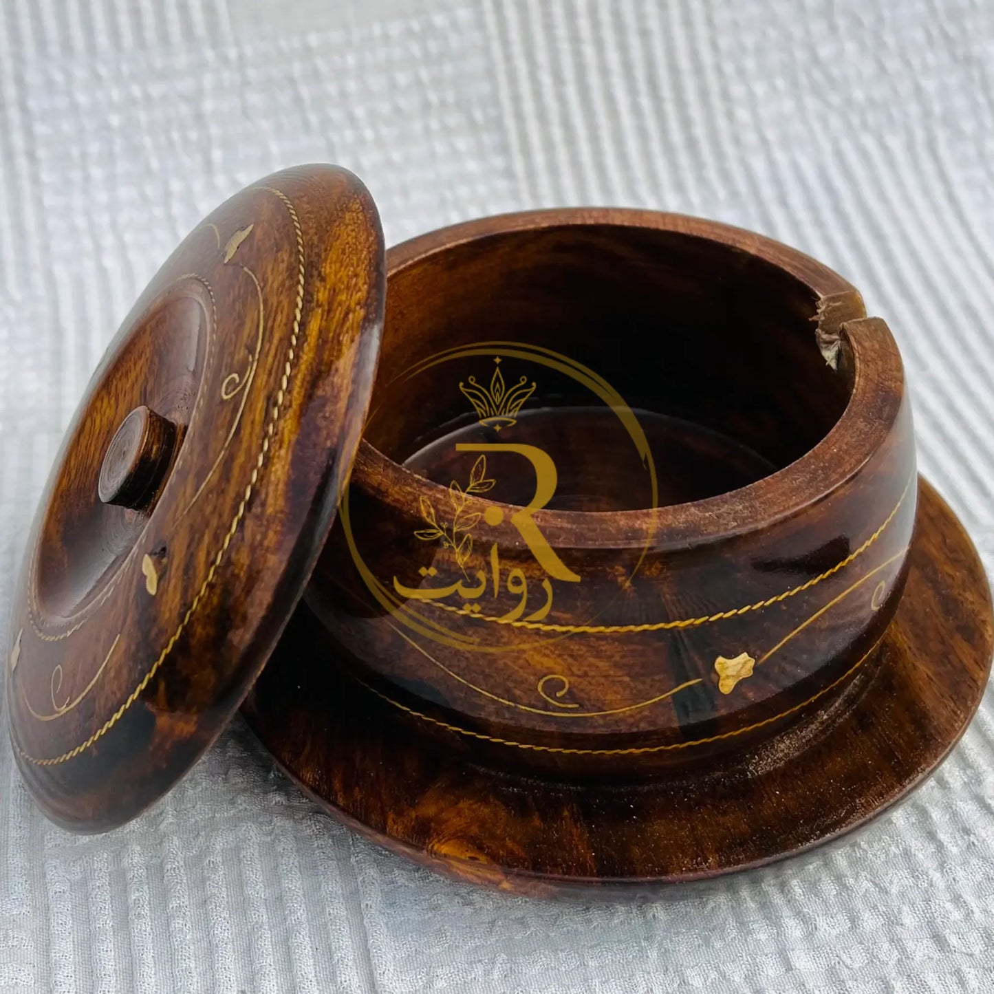 JS Junoon Antique Handcrafted Wooden Sugar Dan with Brass Work – Elegant Kitchen & Table Décor