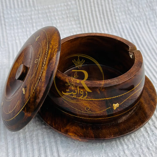 JS Junoon Antique Handcrafted Wooden Sugar Dan with Brass Work – Elegant Kitchen & Table Décor