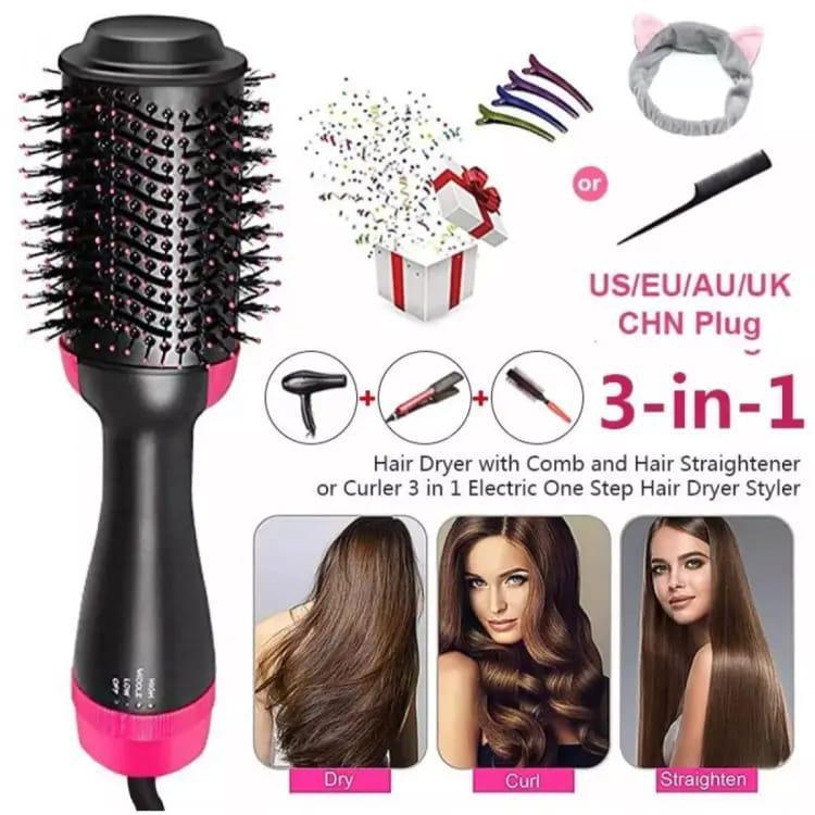 Heat Control Hair Dryer Brush | 1000W Volumizing & Straightening Brush with Dial Temperature Control & Ionic Technology