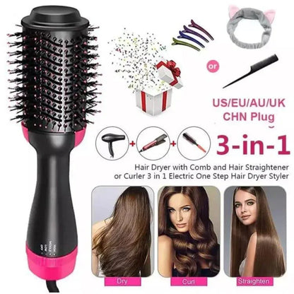 Heat Control Hair Dryer Brush | 1000W Volumizing & Straightening Brush with Dial Temperature Control & Ionic Technology - JSJunoon.com