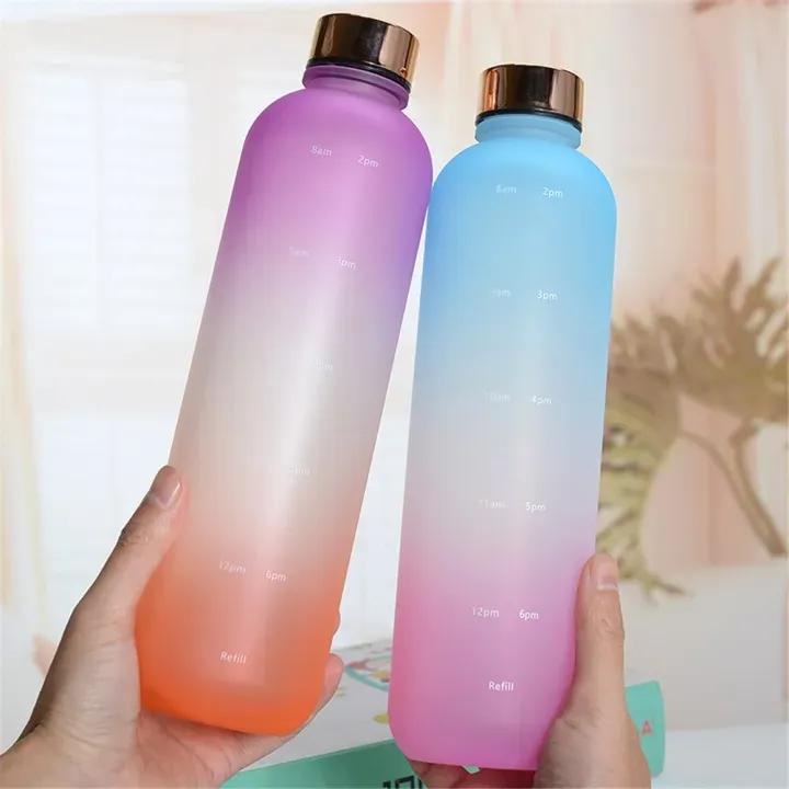 1000ml Multicolor Insulated Water Bottle – Durable Plastic Gym & Outdoor Travel Bottle