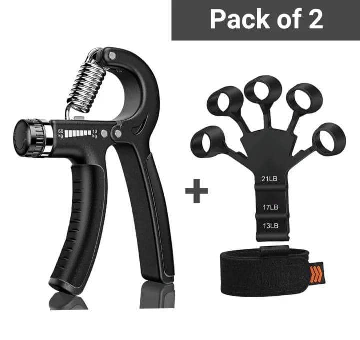 Finger Gripper and Hand Gripper Pack of 2 – Silicone Hand Strengthener for Exercise & Training