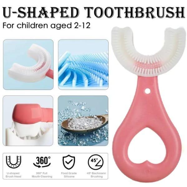 Kids U-Shaped Silicone Toothbrush – 2-Pack Infant Dental Care Brush