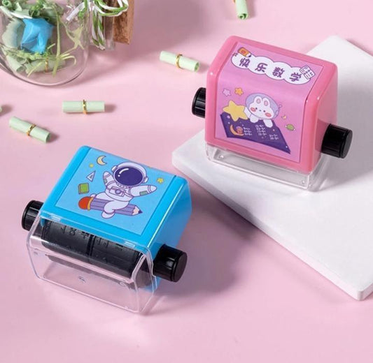 PVC Number Rolling Toy with Ink Stamp – Multicolor Educational Math Game for Kids