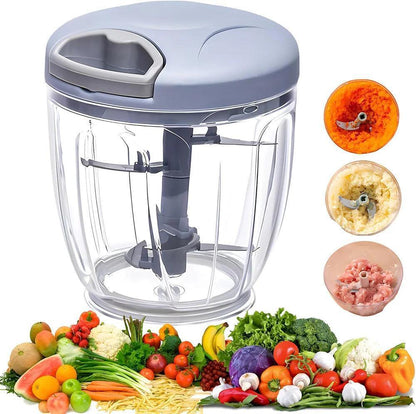Manual Food Chopper – 900ml Capacity, Multicolor, 1 Pc - JSJunoon.com