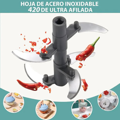 Manual Food Chopper – 900ml Capacity, Multicolor, 1 Pc - JSJunoon.com
