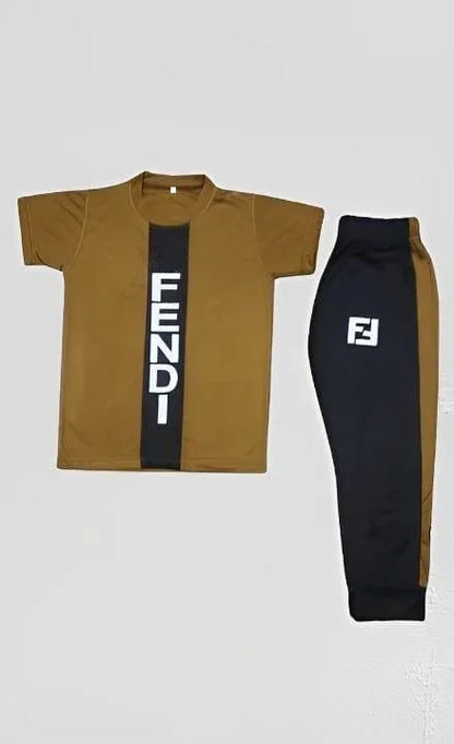 Boy’s Micro Plain Shirt and Trouser Set – 2 Pcs Brown Outfit (Ages 1–12 Years) - JSJunoon.com