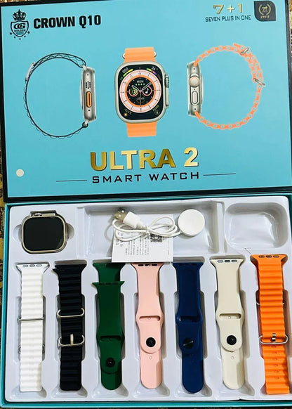 Q10 7-in-1 Smart Watch Ultra 2 | Multicolor with 7 Interchangeable Straps - JSJunoon.com