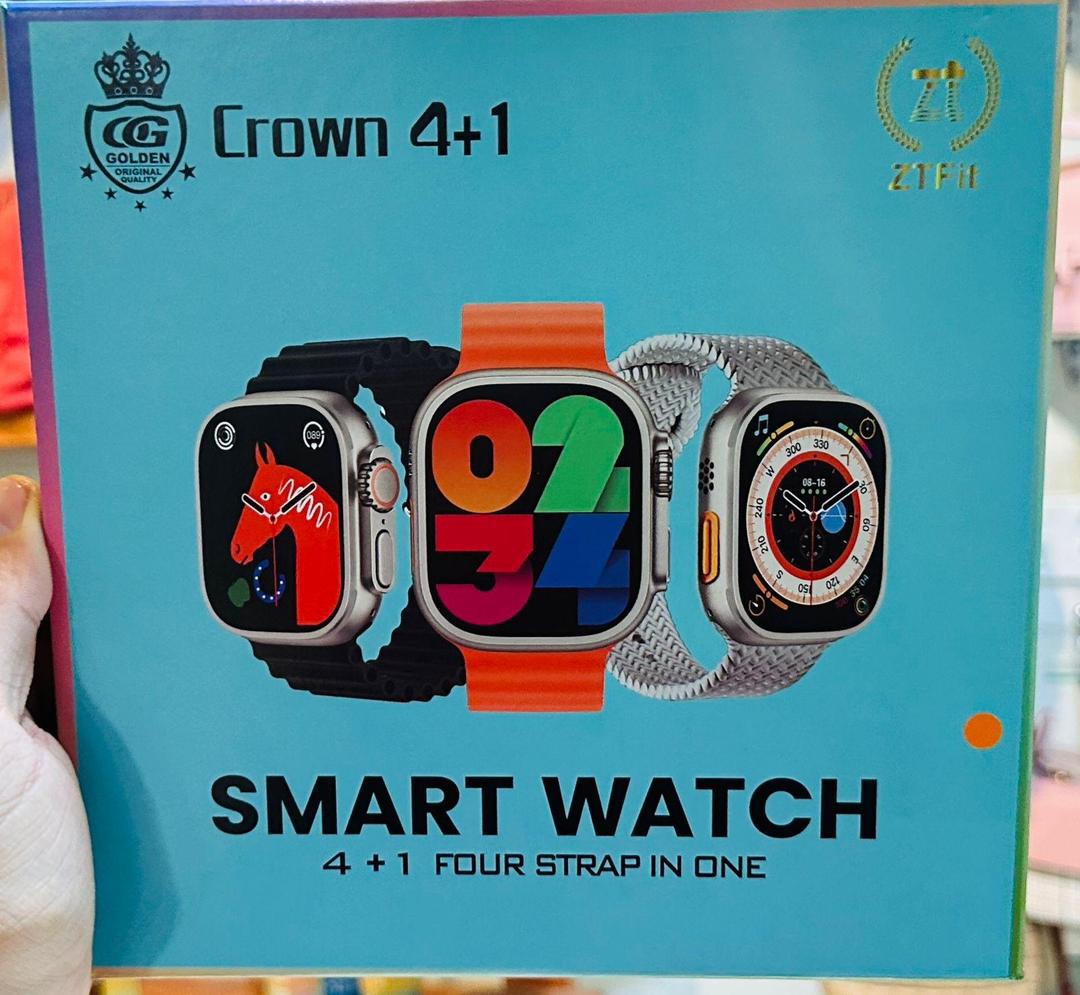 5-in-1 Ultra-2 Smart Watch | Crown 4+1 Edition | Health Tracking, Gesture Sensor, Multicolor Straps
