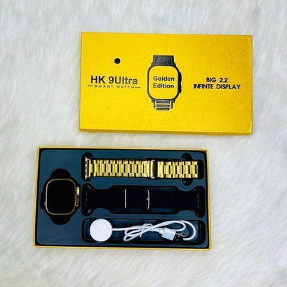 HK-09 Ultra Golden Edition Smart Watch | GPS, Heart Rate, NFC & Voice Control – 1 Pc - JSJunoon.com