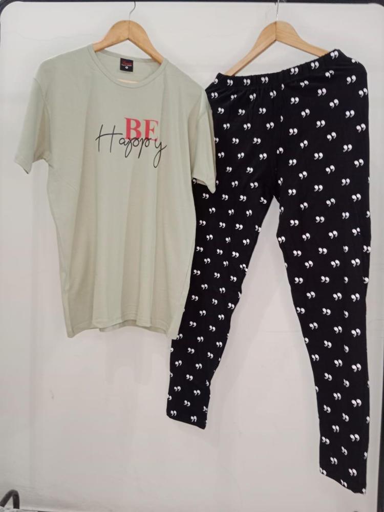 JS Junoon Women’s Stitched Jersey Printed Night Suit – Green, Comfortable Sleepwear Set