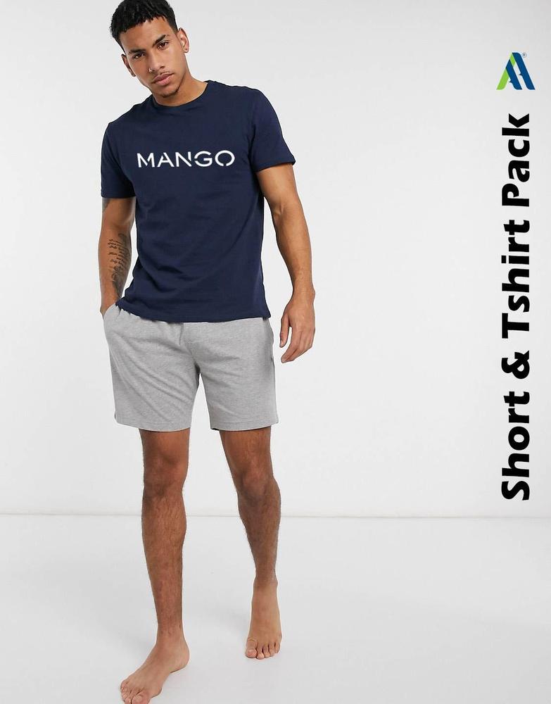 2 Pcs Men's Jersey Printed T-Shirt & Shorts Tracksuit – Blue, Summer Sportswear Set