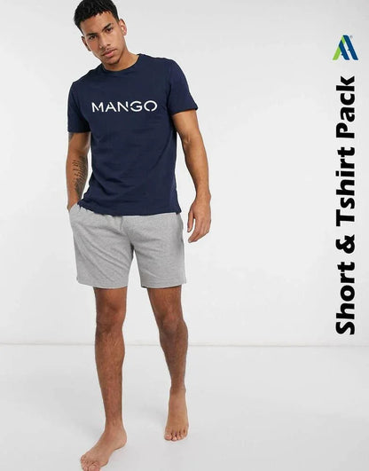 2 Pcs Men's Jersey Printed T-Shirt & Shorts Tracksuit – Blue, Summer Sportswear Set - JSJunoon.com
