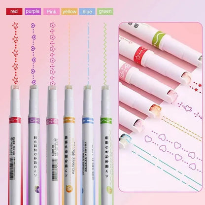 JS Junoon 6-Pcs Curve Highlighter Pen Set – Flownwing Flair, Multi-Color Fine Tips - JSJunoon.com