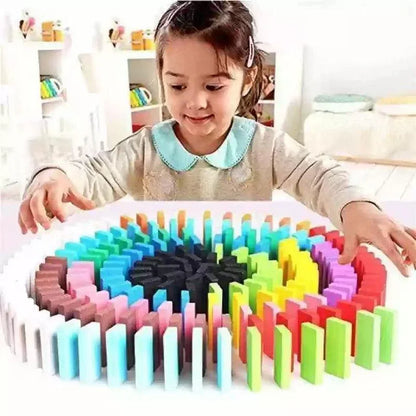 Wooden Dominos 100 Block Multicolor Educational Toy for Kids - JSJunoon.com