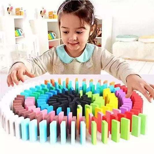 Wooden Dominos 100 Block Multicolor Educational Toy for Kids
