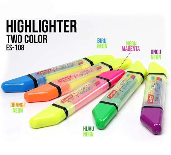 JS Junoon 6-Pcs Vibrant Highlighter Pen Set – Dual Tip, Neon Colors for Marking & Note Taking