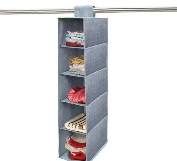 5-Layer Foldable Hanging Closet Organizer – Non-Woven Fabric - JSJunoon.com